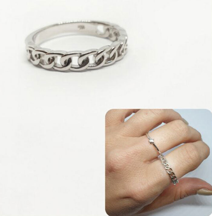 Anillos De Plata - An1259 Eslabon Barbado - Senora