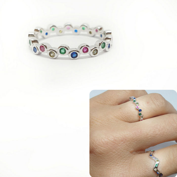 Anillos De Plata - An1279 Burbujas Multicolor - Senora