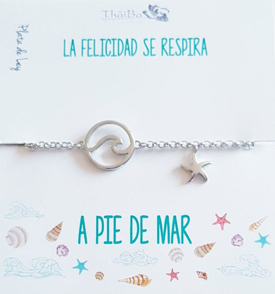 Joyas Con Mensaje - Pul1973 Pulsera Mar - Ola - Senora