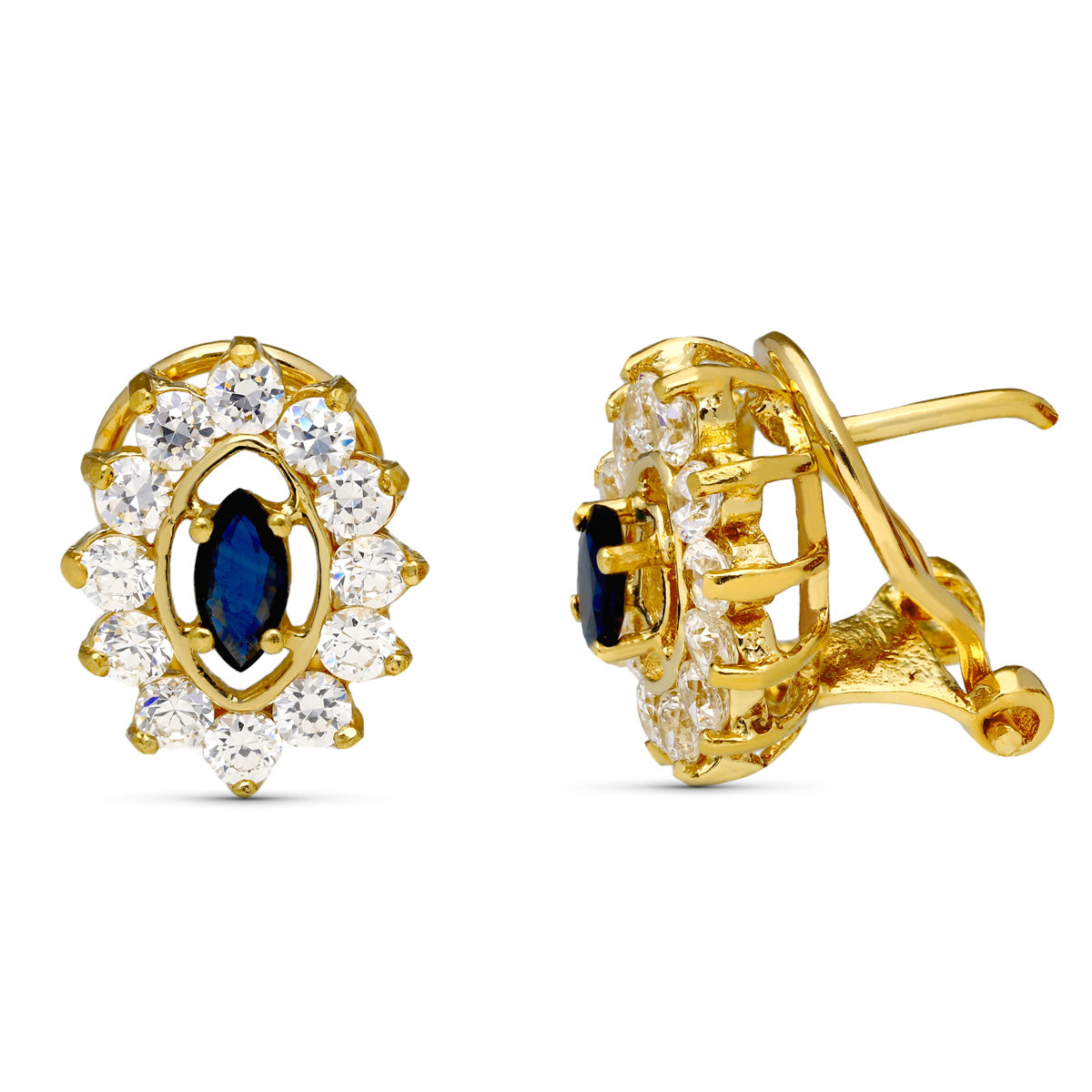 Pendientes Amariilo Piña Circonita Total 13 x 11 mm 18K