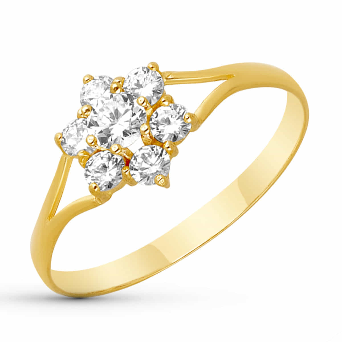 Sortija Cuajo con Circonitas. Ancho: 8 mm de oro amarillo 18K