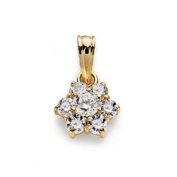 Colgante Cuajo 7 Circonita 10 x 9 mm de oro amarillo 18K