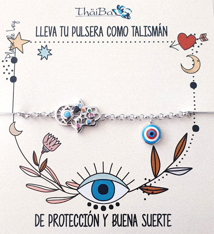 Joyas Con Mensaje - Pul2108 Pulsera Mano Ojo Turc - Senora