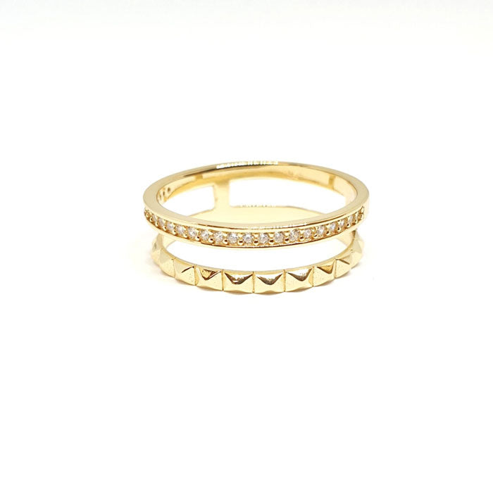Anillos De Plata - An1338 Anillo Doble Rock Glam - Senora