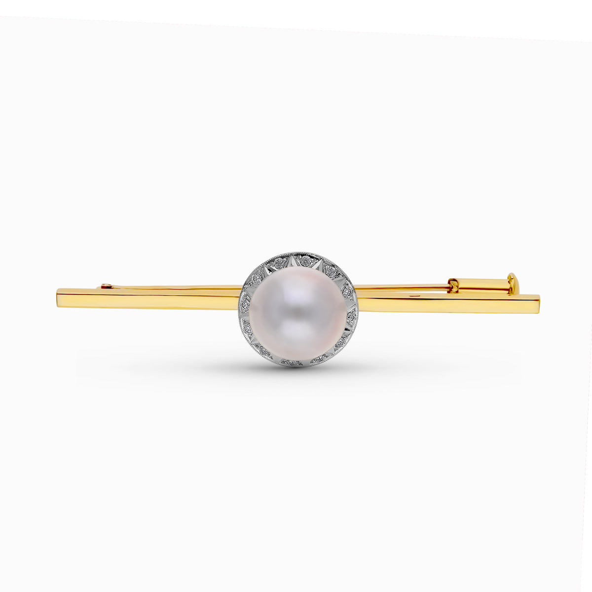 18K ALFILER ORO BICOLOR PERLA JAPONESA 57X14 MM