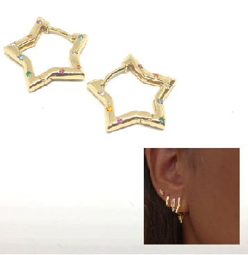 Pendientes - Pend2089 Estrella Oro Colores - Senora
