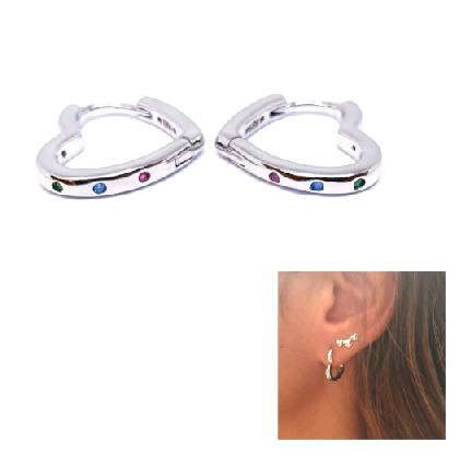 Pendientes - Pend2078 Corazon Colores - Senora