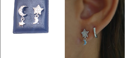 Pendientes - Pack758 Luna Y Estrella - Senora