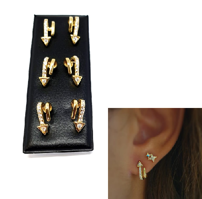 Pendientes - Pack763 Flecha Garra Oro - Senora
