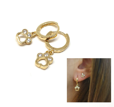 Pendientes - Pend2051 Huella Mascota Oro - Senora