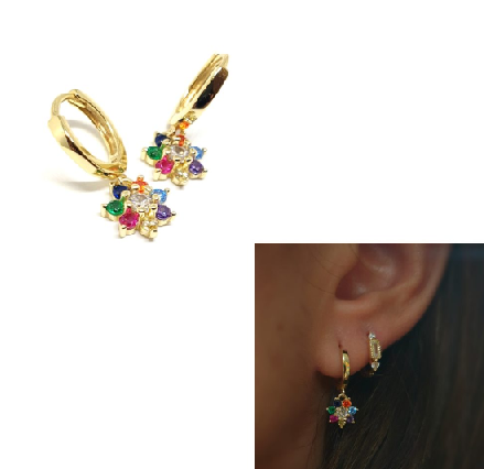 Pendientes - Pend2041 Flor Fantasia Oro - Senora