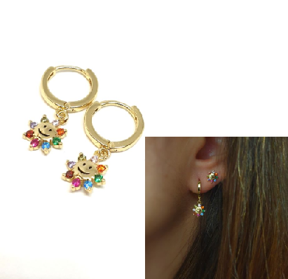 Pendientes - Pend2043 Flor Smile Oro - Senora