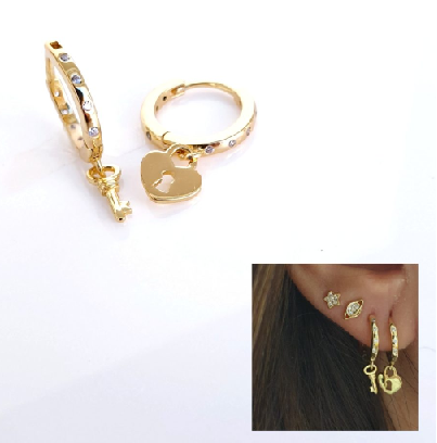 Pendientes - Pend1994 Llave Corazon Oro - Senora