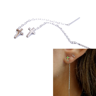 Pendientes Largos - Pend2074 Cadena Cruz - Senora