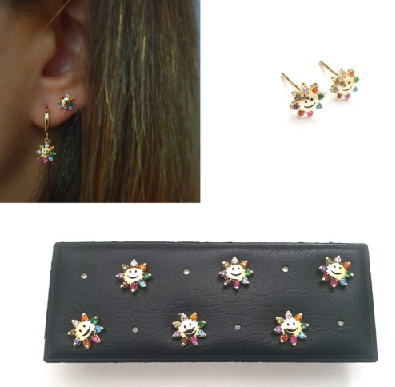 Pendientes - Pack757 Flor Smile Oro - Senora