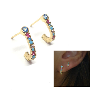Pendientes - Pack739 Baston Oro Multicolor - Senora