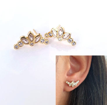 Pendientes - Pend2028 Circonitas Oro Curvos - Senora