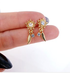 Pendientes - Pend2026 Estrella Y Hoja Oro - Senora