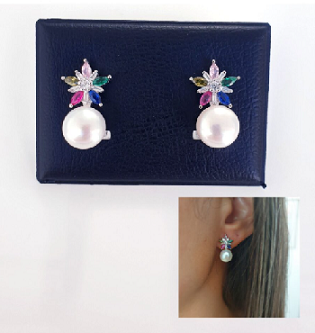 Pendientes Perla - Pend2022 Omega Flor Multicolor - Senora