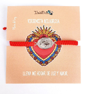 Joyas Con Mensaje - Pul2146 Macrame Roja Virgen - Senora