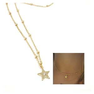 Gargantillas Y Collares - Coll989 Chocker Oro Estrella - Senora