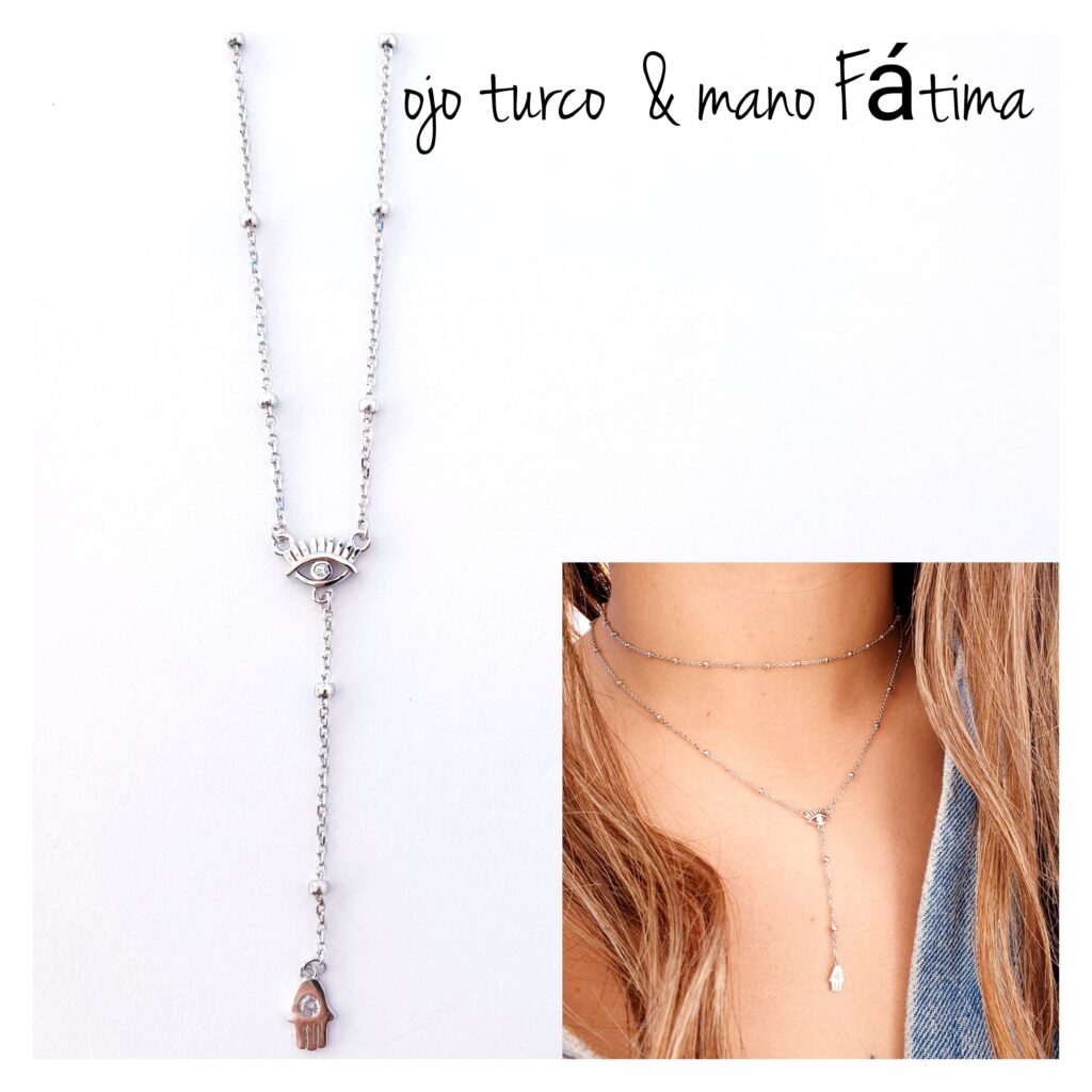 Gargantillas Y Collares - Coll935 Ojo Protector Y Mano - Senora