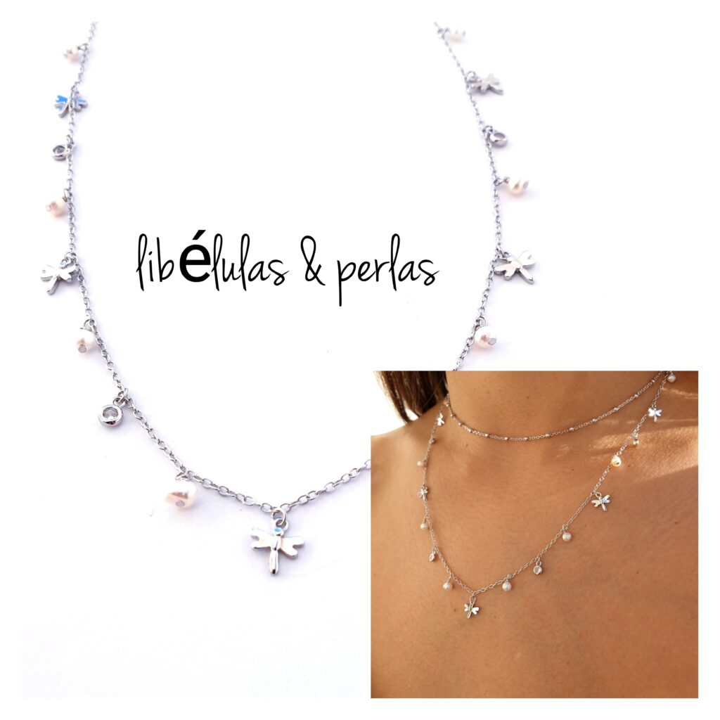 Gargantillas Y Collares - Coll931 Libelulas Perlas... - Senora