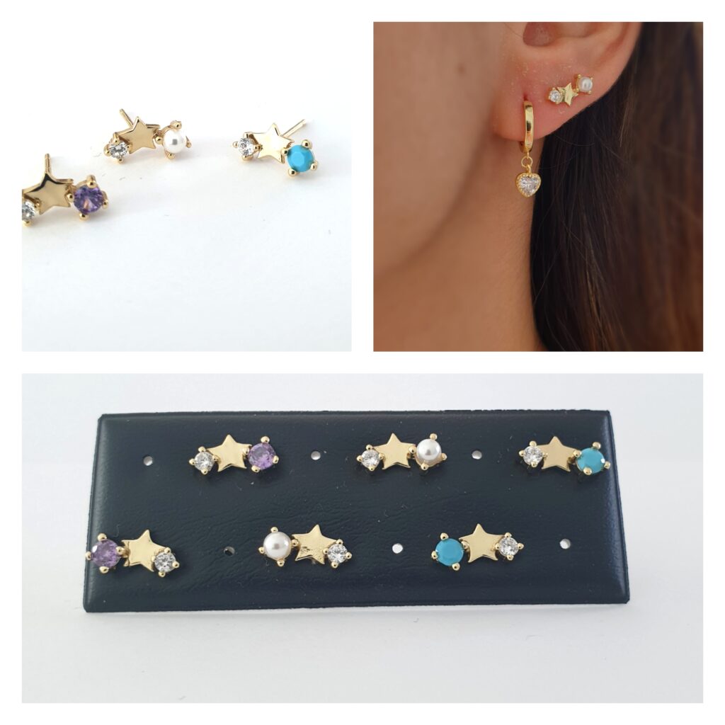 Pendientes - Pack692 Piedra Perla..Oro - Senora