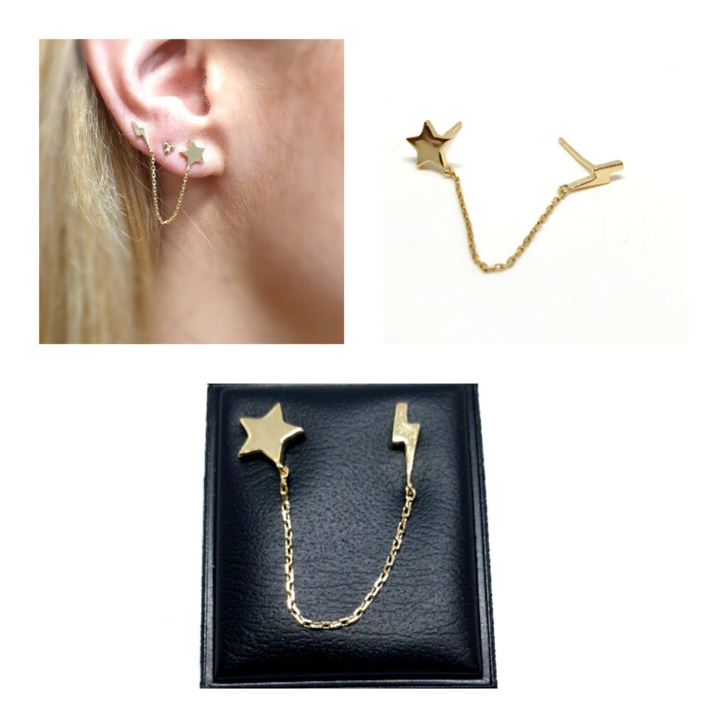 Pendientes - Pend1823 Estrella Y Rayo Oro - Senora