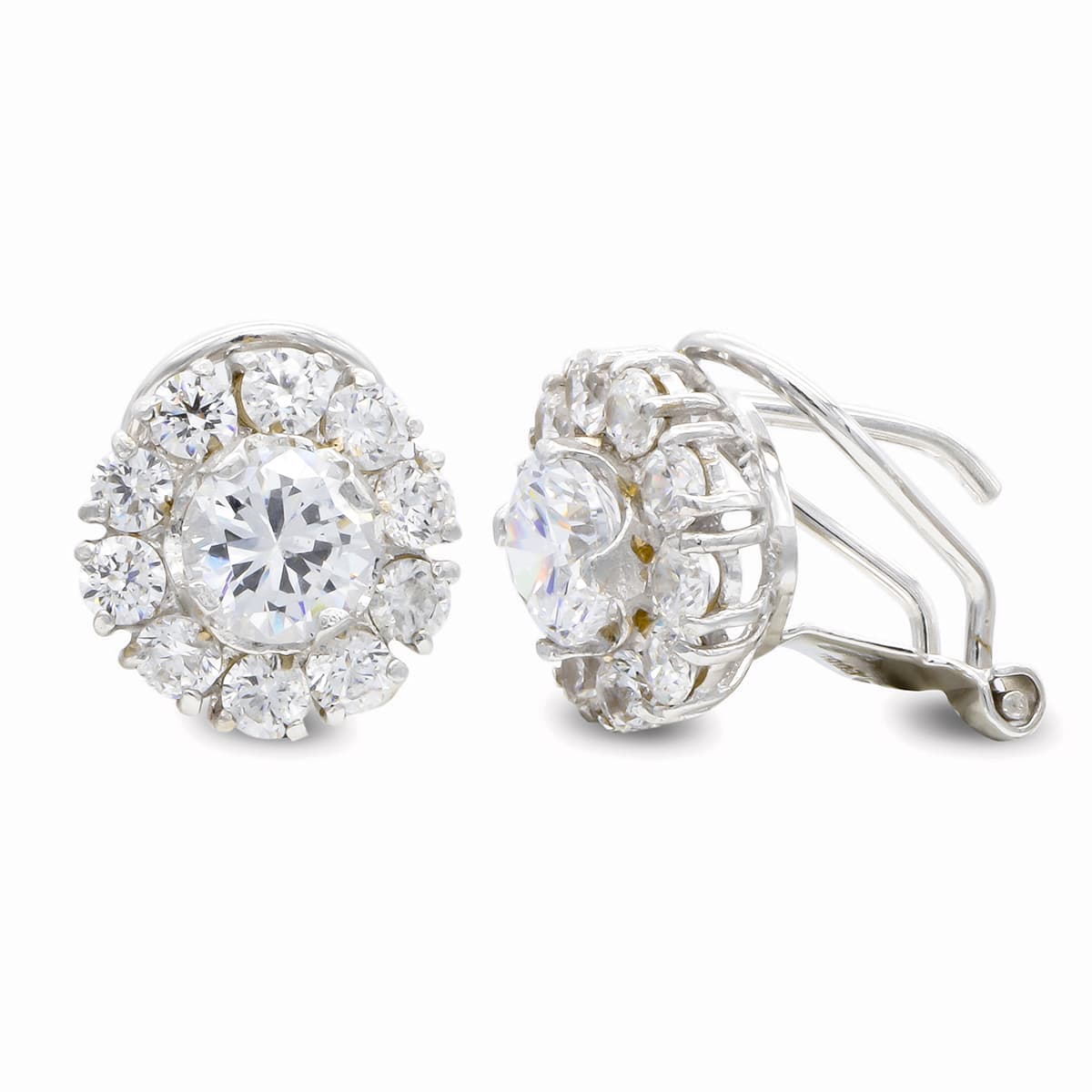 Pendientes Circonita Omega de oro blanco 18K