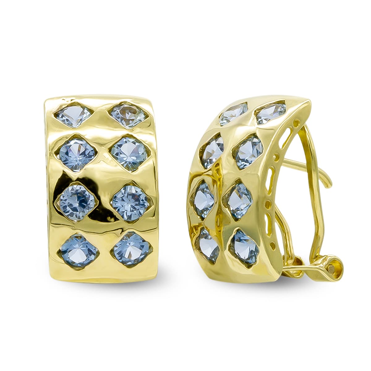 Pendientes Piedras Aguamarina 15 x 8 mm de oro amarillo 18K