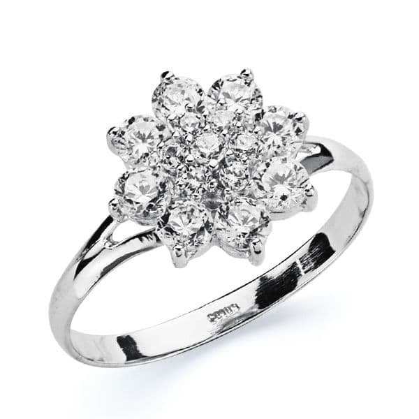 18K SORTIJA ORO BLANCO CON CUAJO DE CIRCONITAS. ANCHO: 11,5 MM