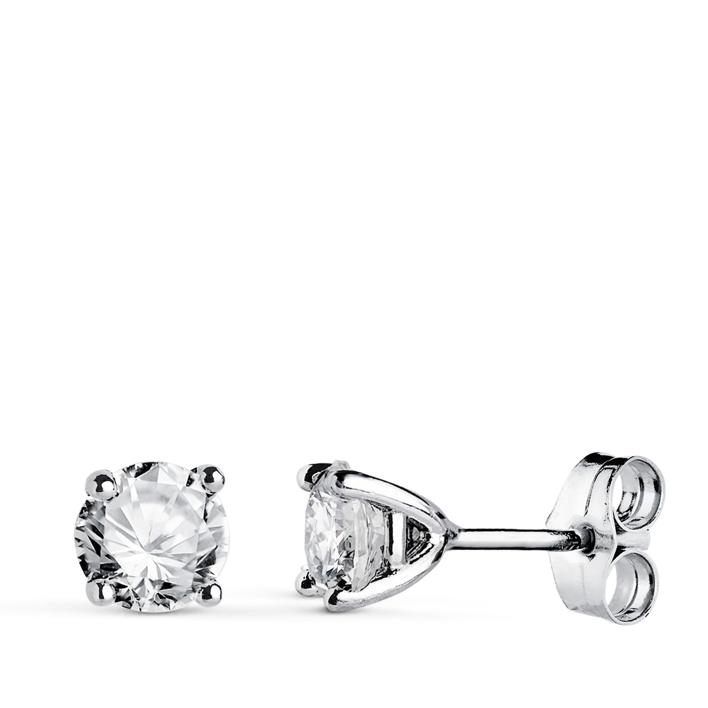 18K PENDIENTES ORO BLANCO DIAMANTES LABORATORIO TALLA BRILLANTE 5MM 1,00 QTS. VS1-G. 5X5 MM CIERRE PRESION