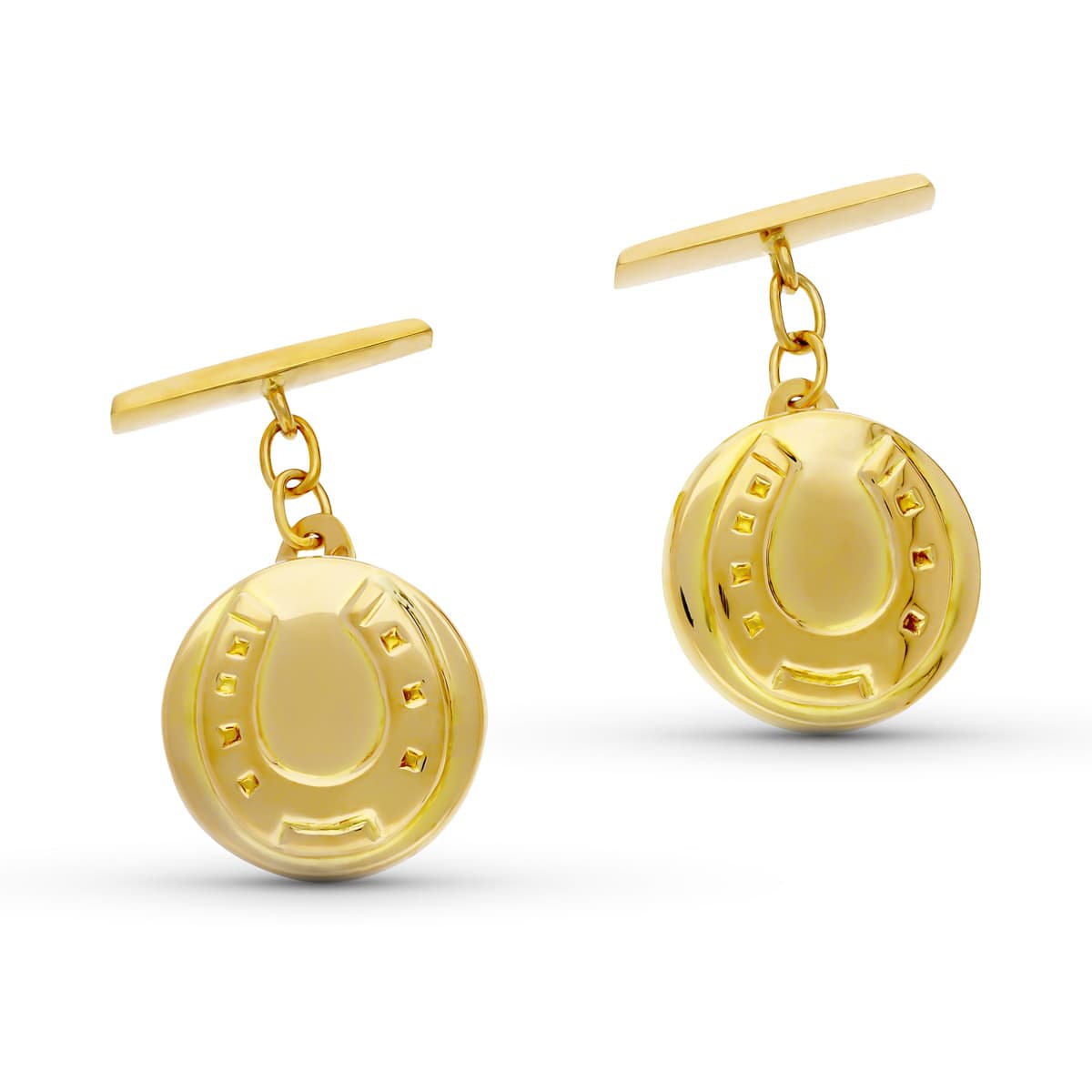 Gemelos Redondos Herradura 15 mm de oro amarillo 18K