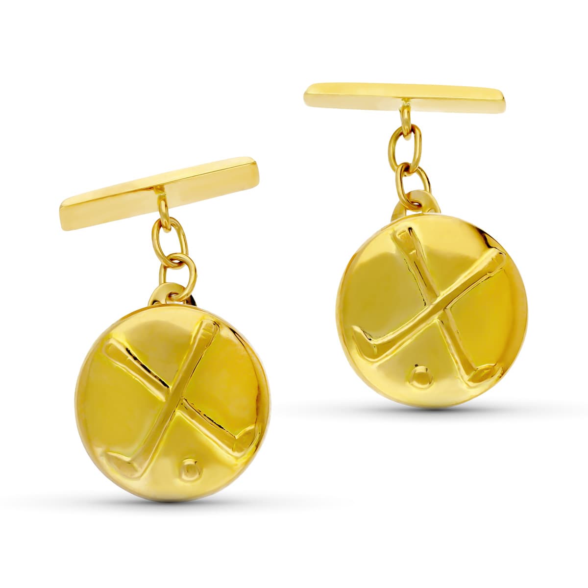 Gemelos Redondos Golf 15 mm de oro amarillo 18K