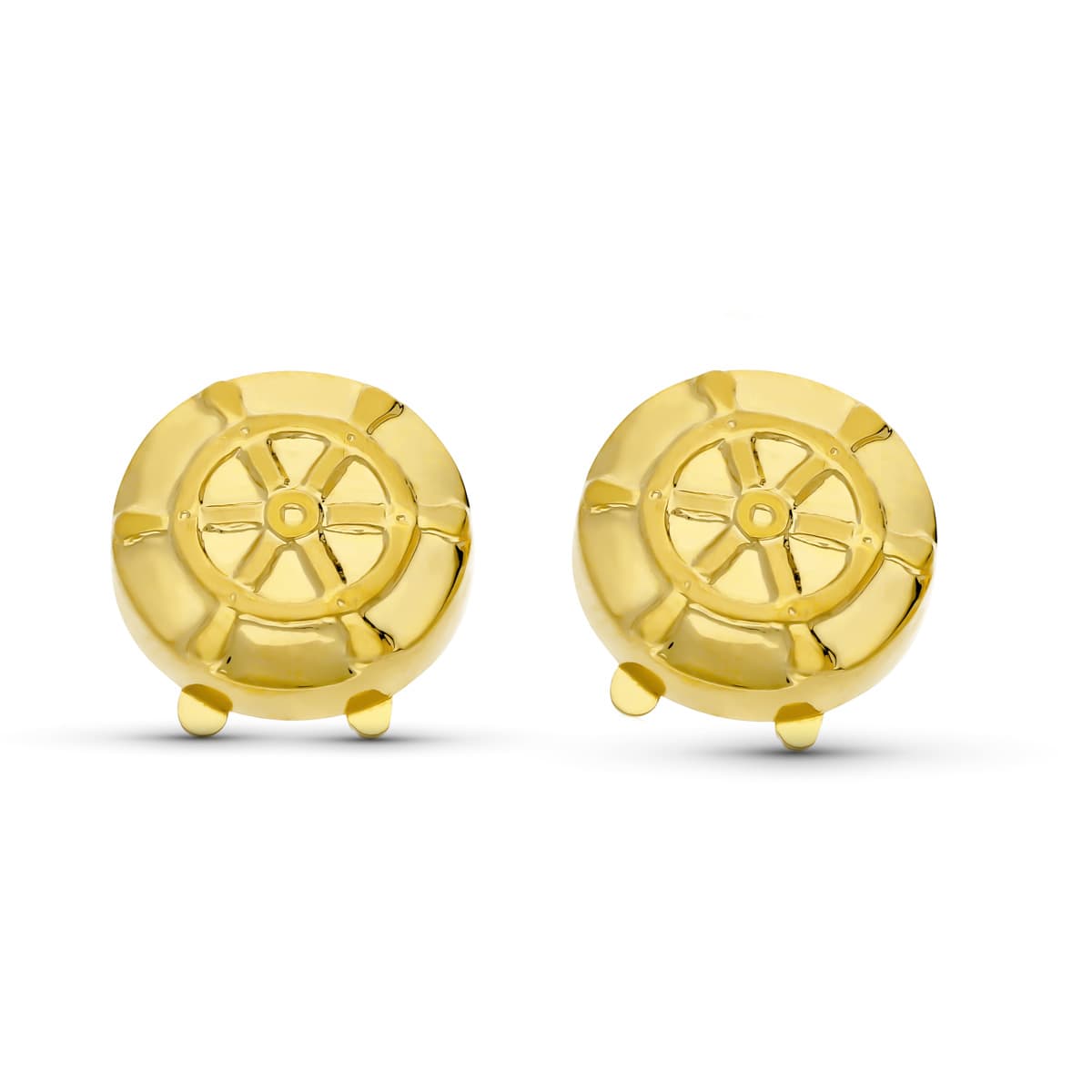 18K GEMELOS CUBREBOTON ORO AMARILLO TIMON 15 MM