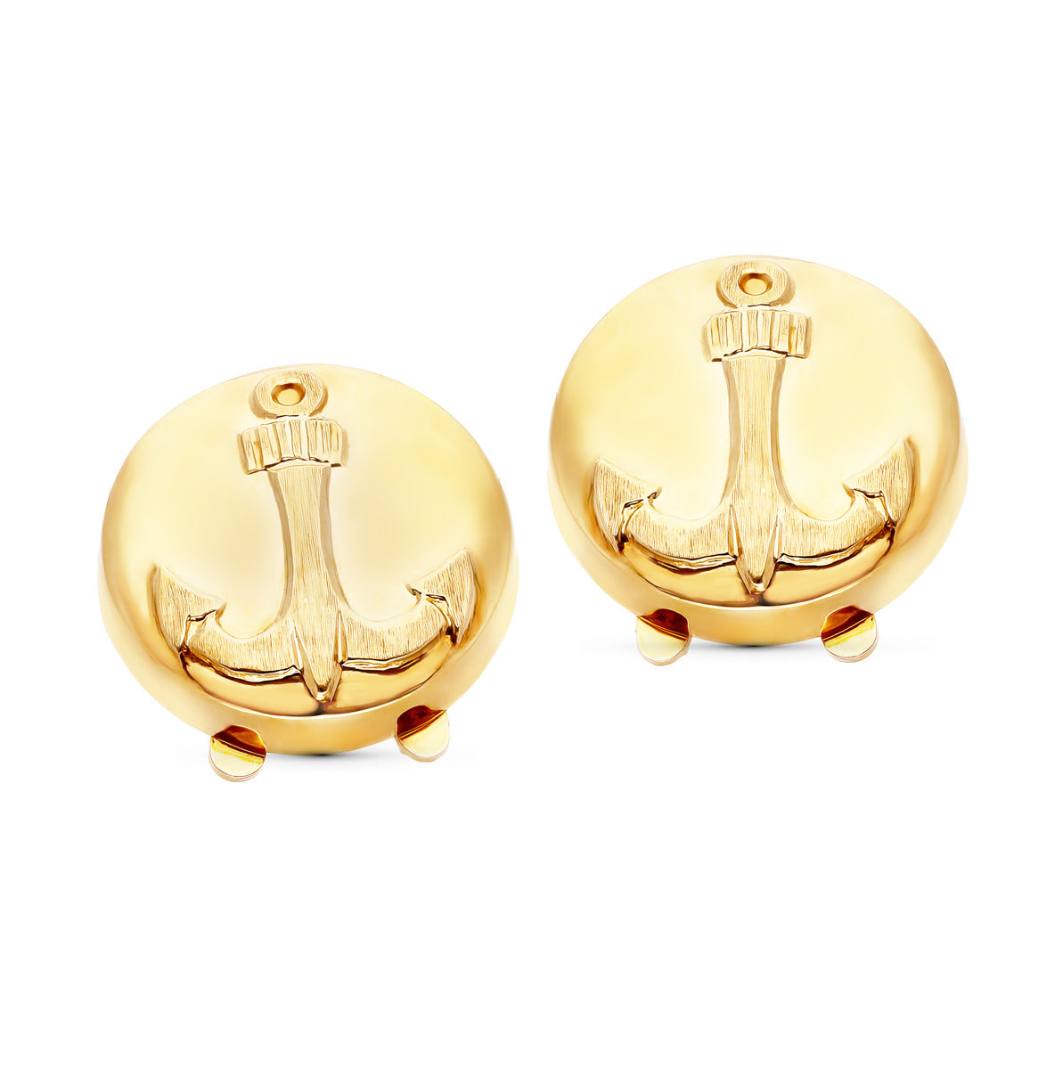 Gemelos Cubreboton Ancla 15 mm de oro amarillo 18K
