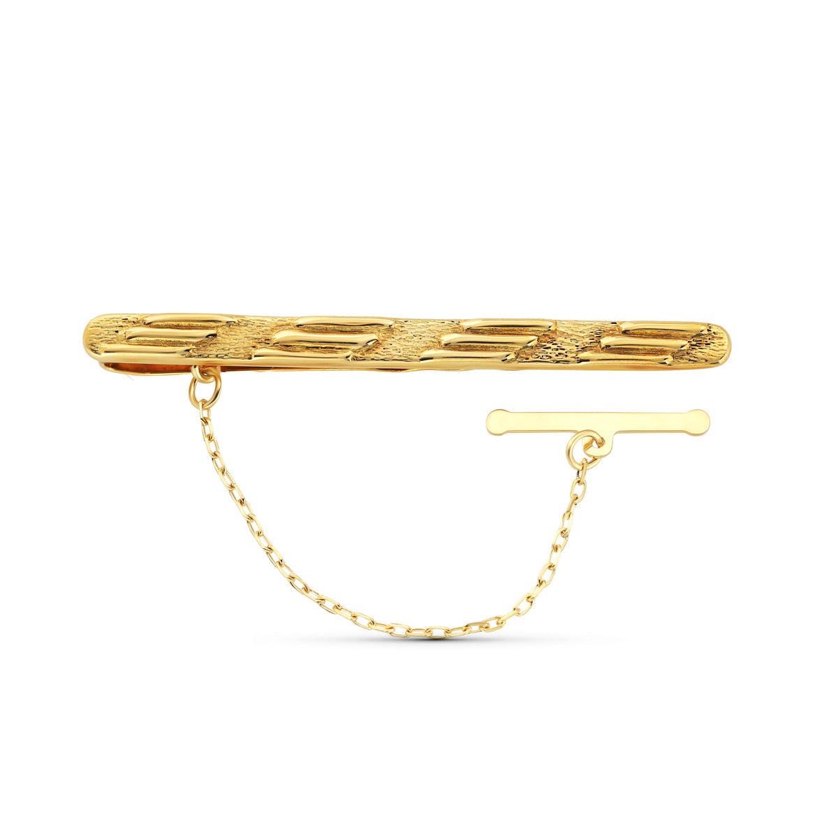 18K PISACORBATA CLIP DE CORBATA ORO AMARILLO MATE Y BRILLO GALLONES