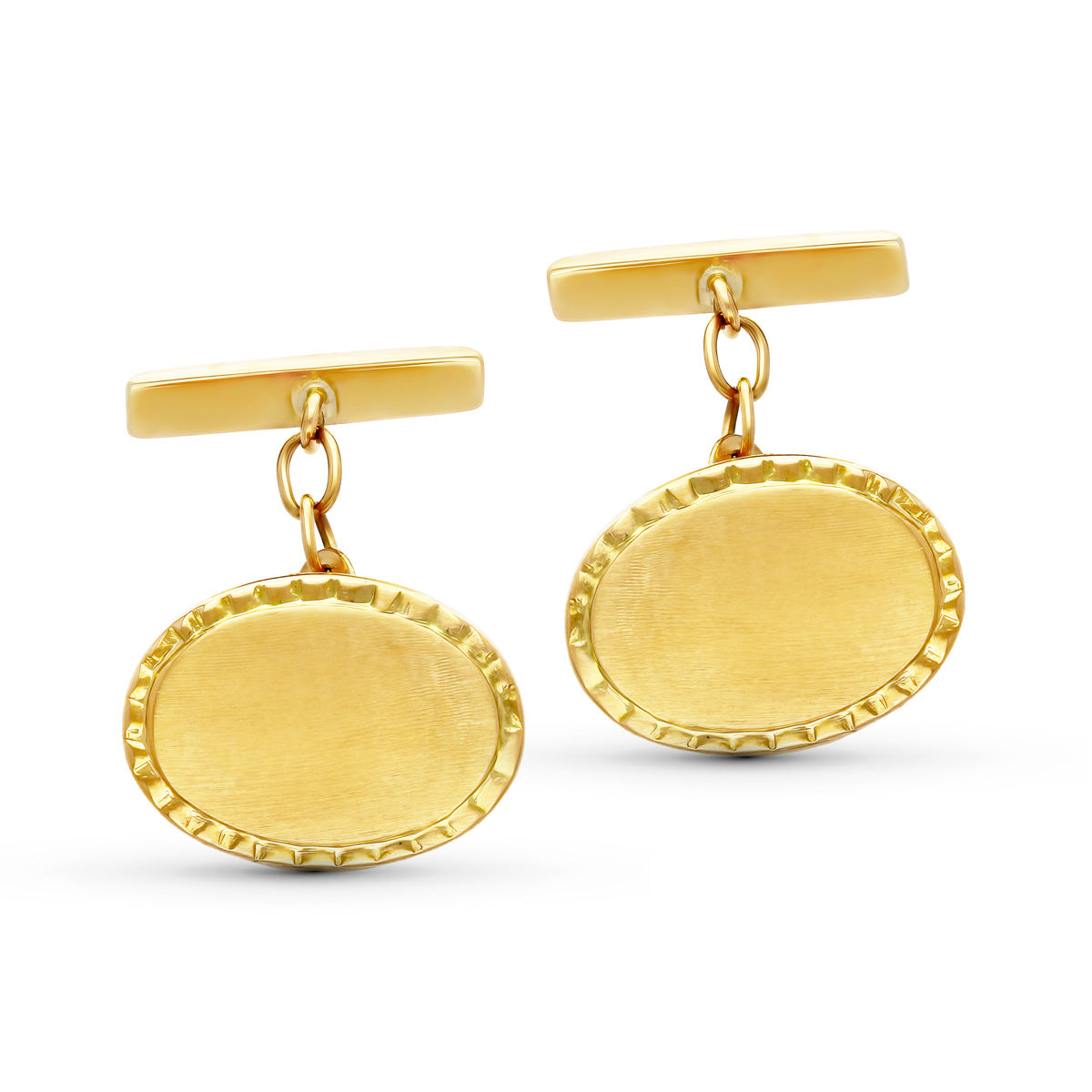 Gemelos Oval Mate y Brillo 17,5 x 13 mm de oro amarillo 18K