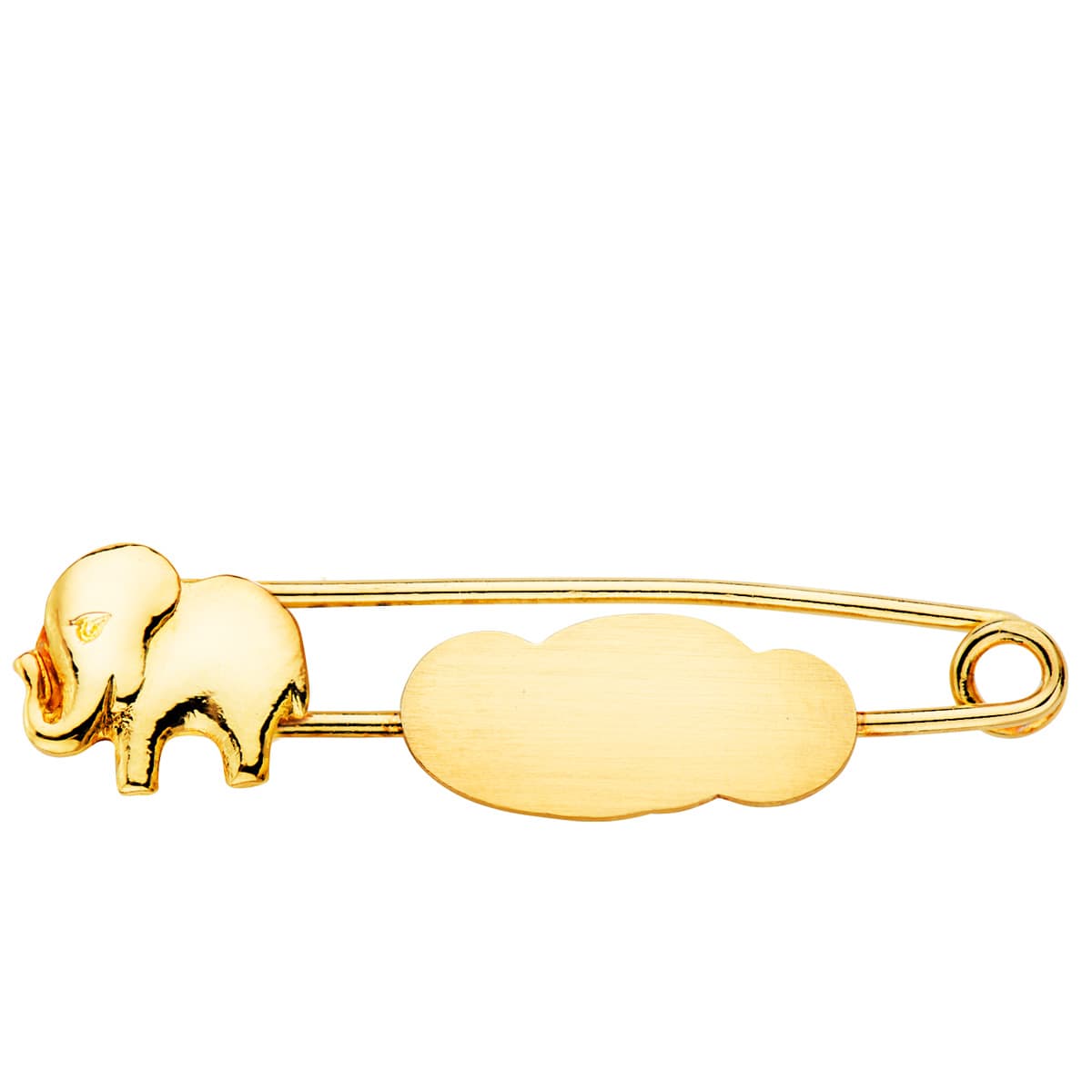 Alfiler Elefante y Nube Mate 32 x 8 mm de oro amarillo 18K