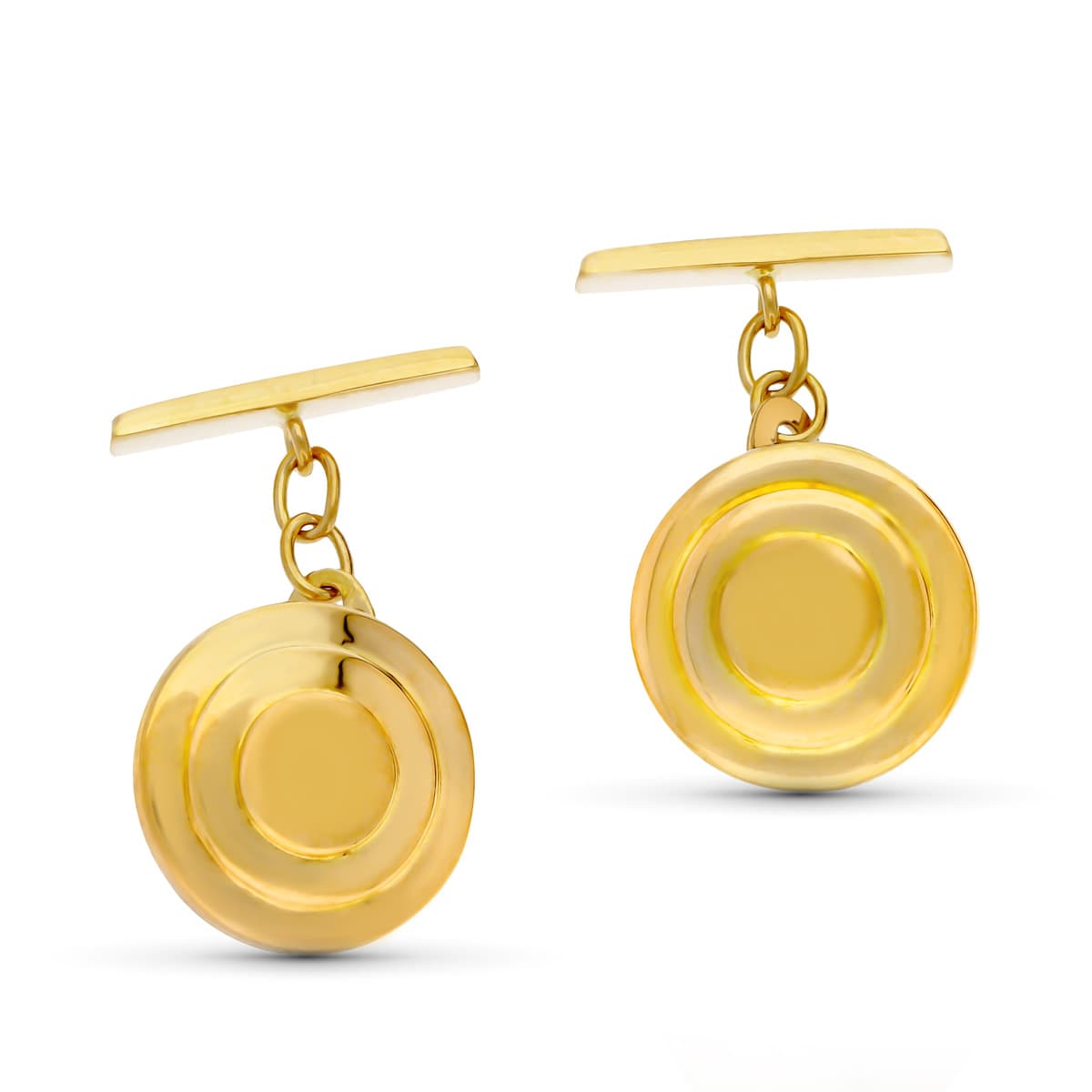 Gemelos Mate y Brillo Redondos 15 mm de oro amarillo 18K