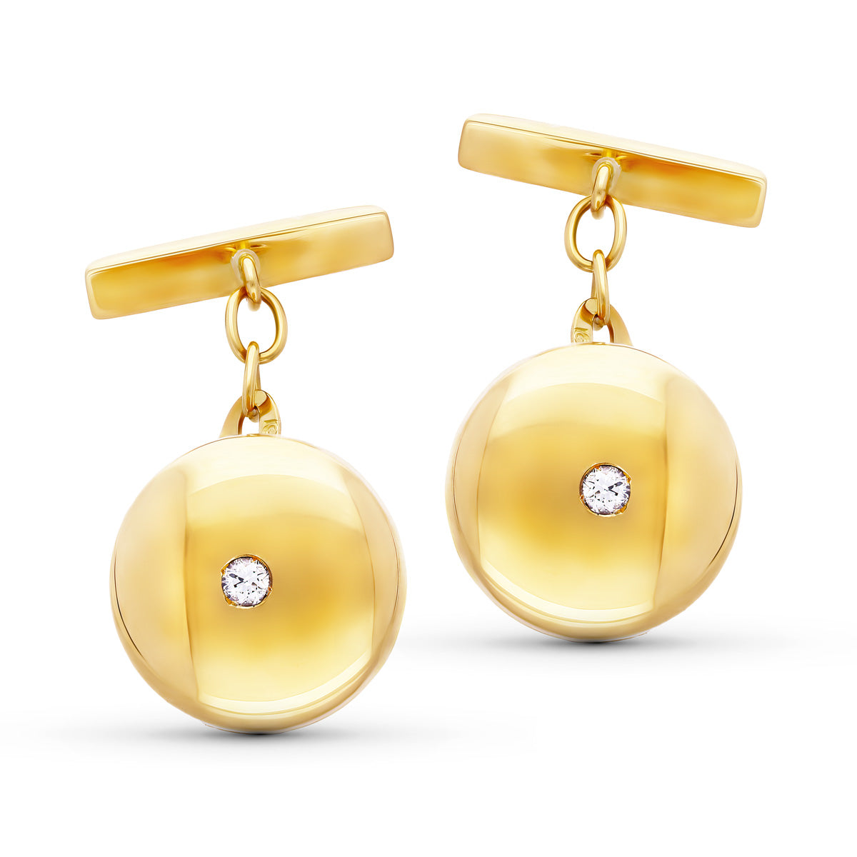 Gemelos Redondos Circonita de oro amarillo 18K