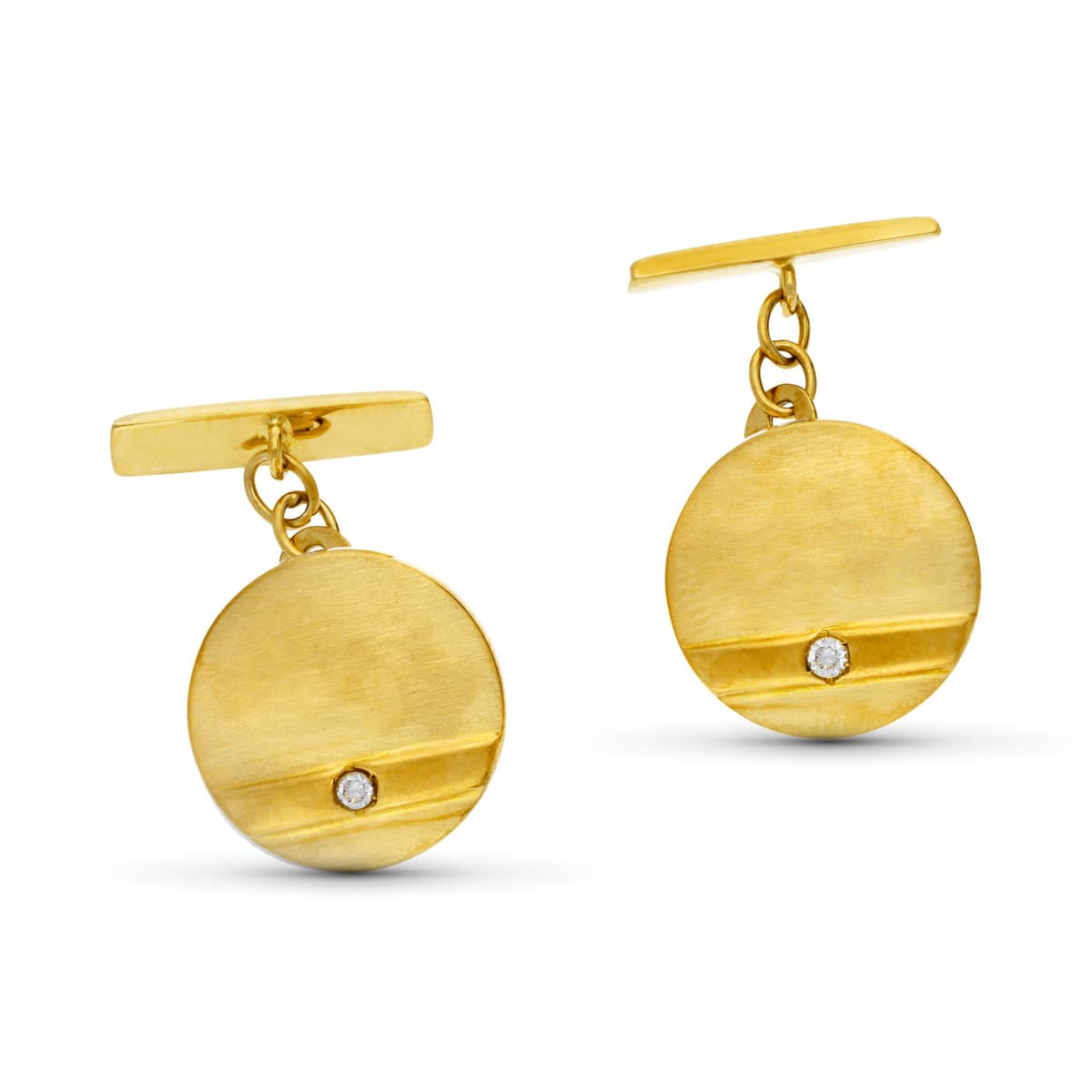 Gemelos Redondo Circonita 16 mm de oro amarillo 18K