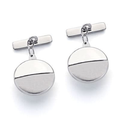 Gemelos Mate y Brillo 15 x 15 mm de oro blanco 18K