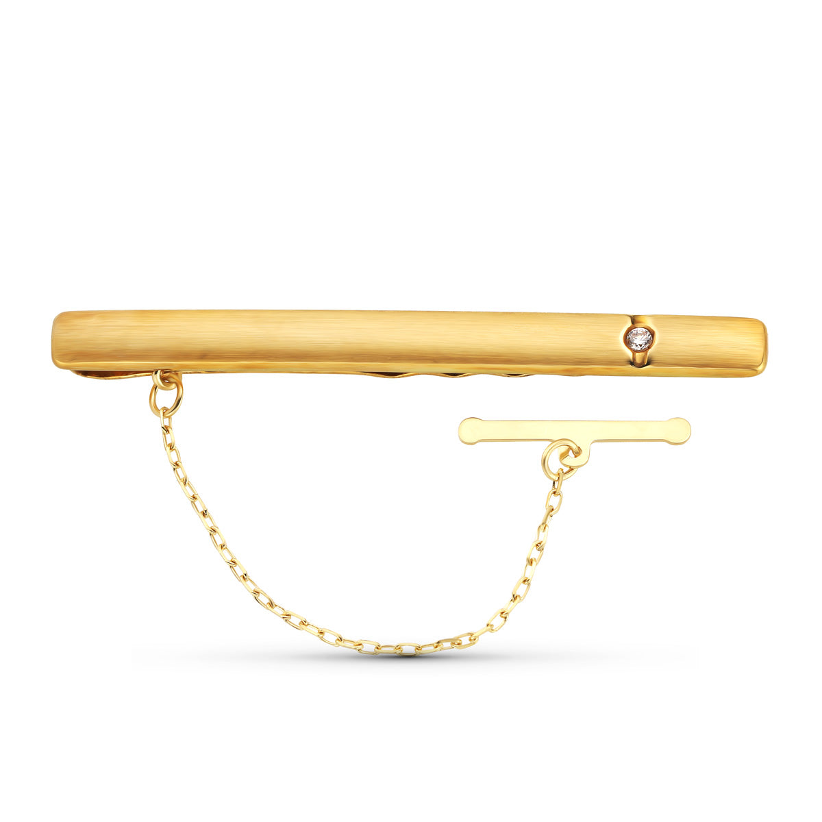 Pisacorbata Clip de Corbata Circonita 56 x 5 mm de oro amarillo 18K