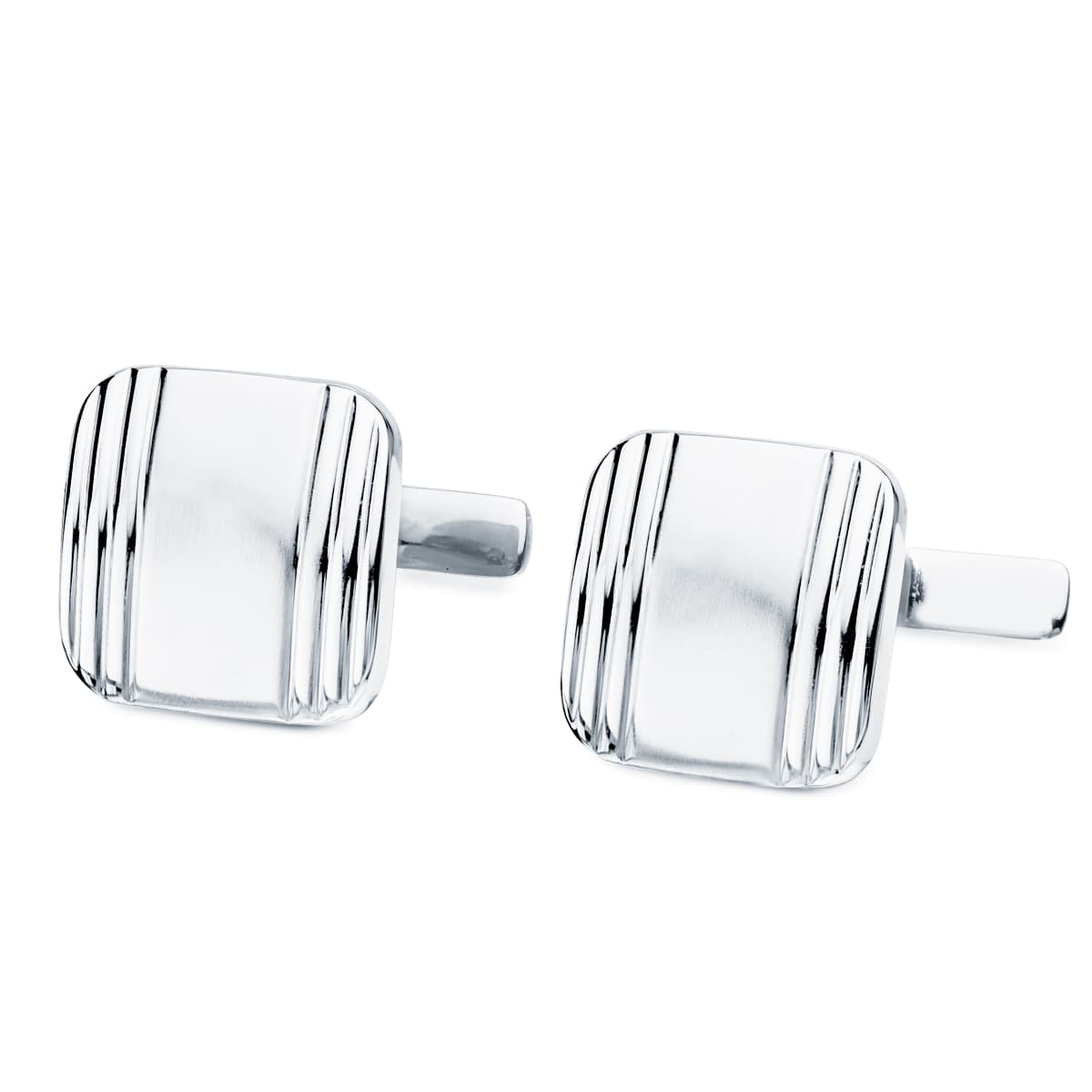 Gemelos Cuadrados 14 mm de oro blanco 9K