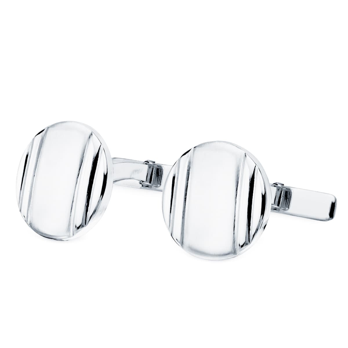 Gemelos Redondos Mate y Brillo 15 mm Cierre Rigido Oscilante de oro blanco 18K