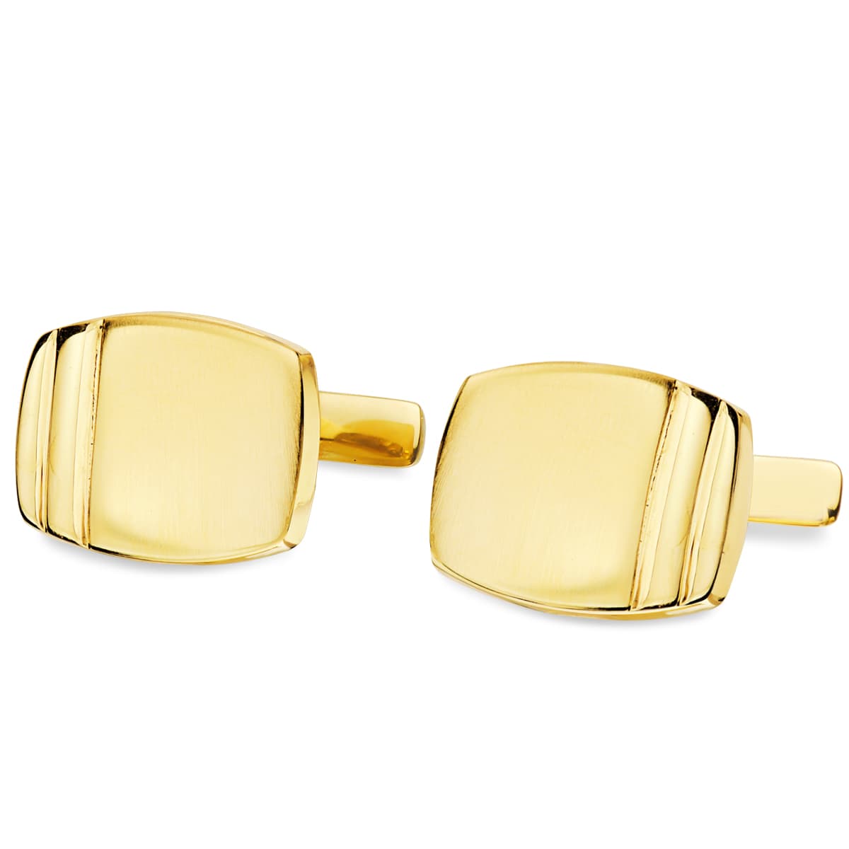 Gemelos Tonel Mate y Brillo 17 x 13 mm Cierre Rigido Oscilante de oro amarillo 18K
