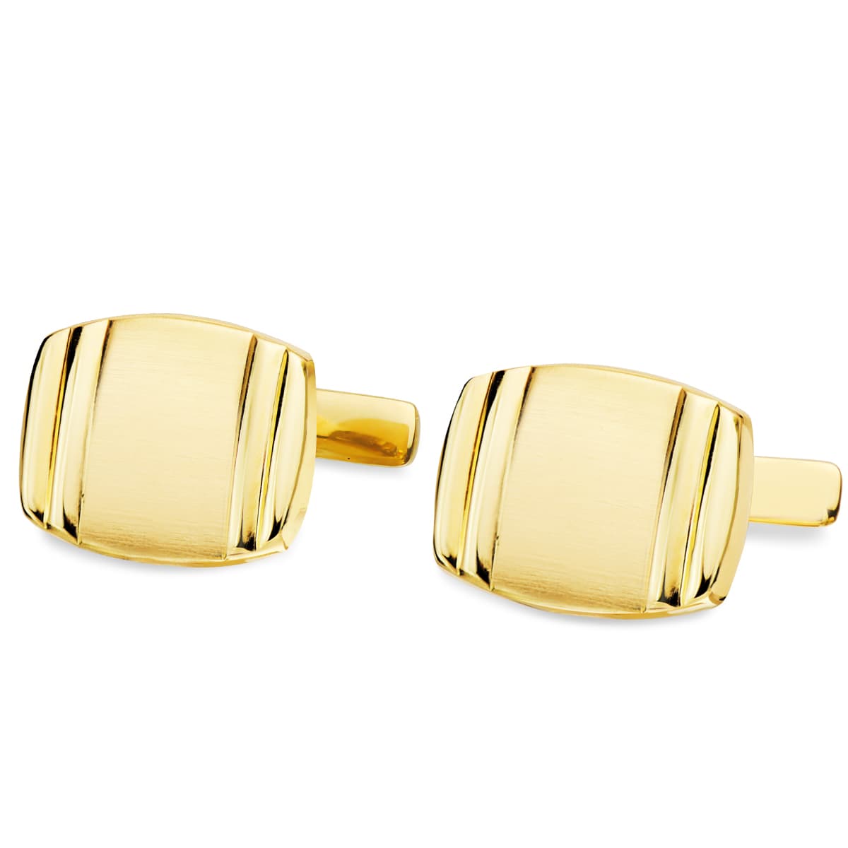 Gemelos Tonel Mate y Brillo 17 x 13 mm Cierre Rigido Oscilante de oro amarillo 18K