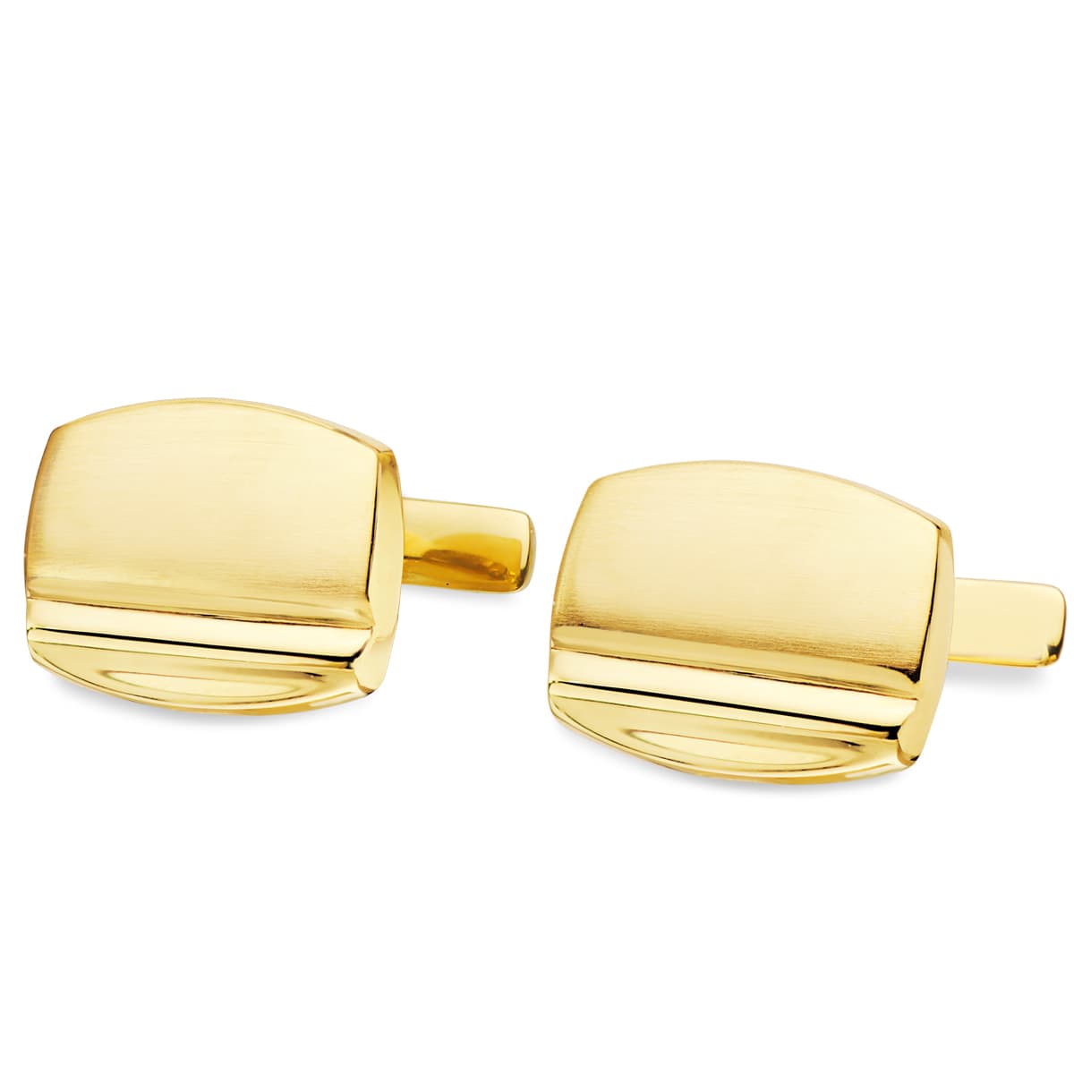 Gemelos Tonel Mate y Brillo 17 x 13 mm Cierre Rigido Oscilante de oro amarillo 18K